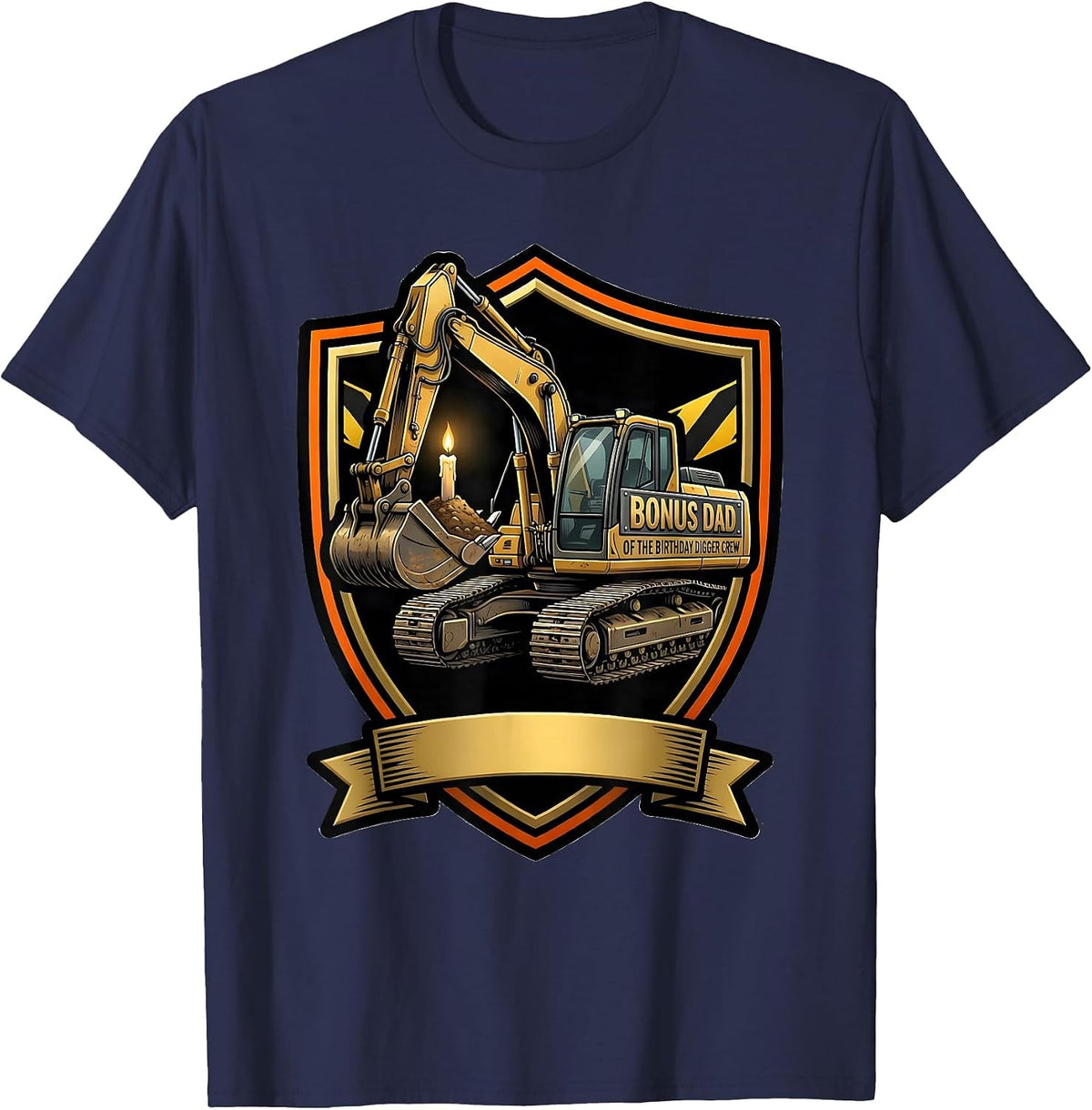 Bonus Dad Of The Birthday Digger Crew Funny Construction T-Shirt - Navy Blue