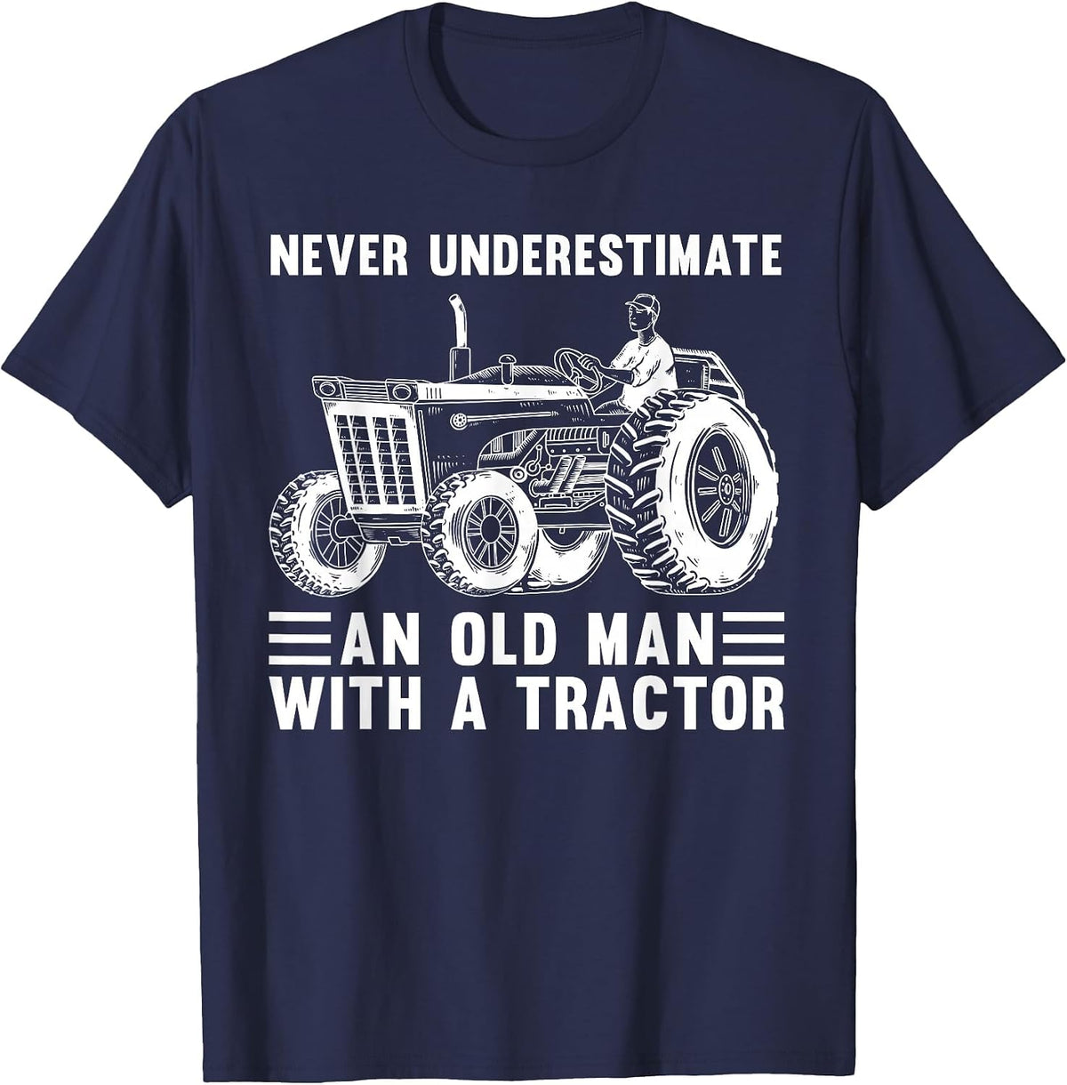 Cool Tractor Design for Grandpa Men Tractor Driver Farming T-Shirt - Navy Blue