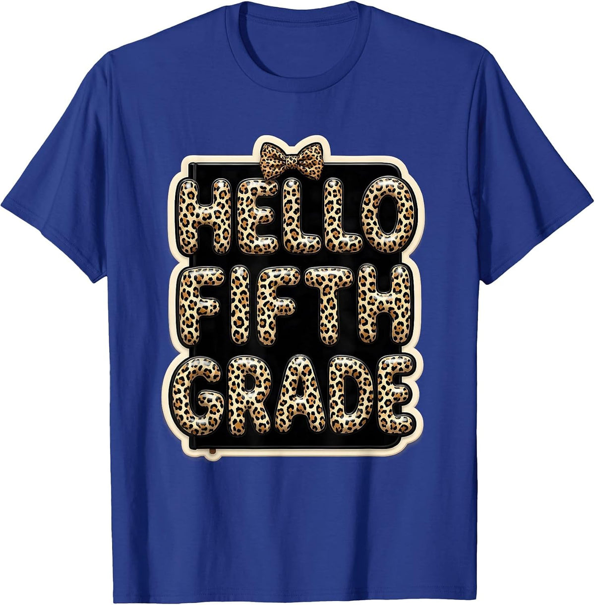 Men's Hello Fifth Grade Leopard Teacher Back To School Girl T-Shirt - Royal Blue