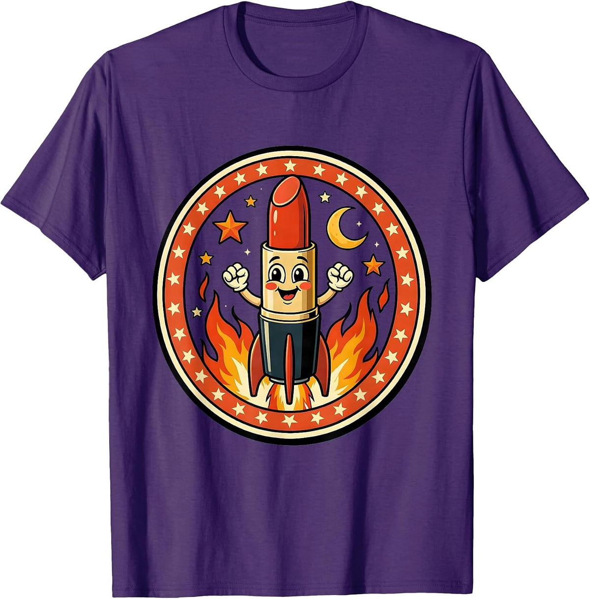 Men's Lipstick Rocket Launching Into Space Funny Tee T-Shirt - Purple