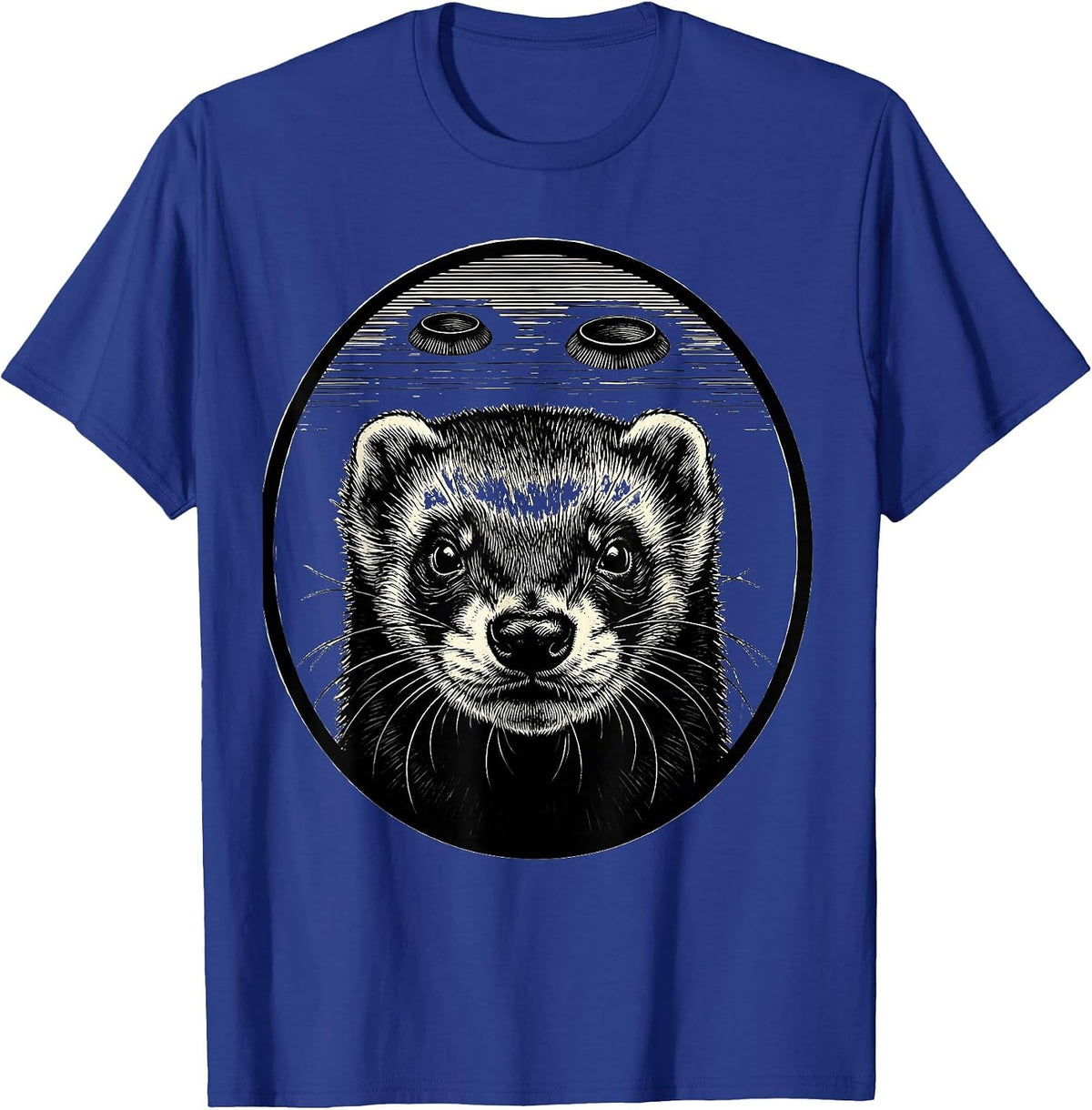 Ferret UFO Evidence Badge Scratchboard Funny Pet Lover T-Shirt - Royal Blue