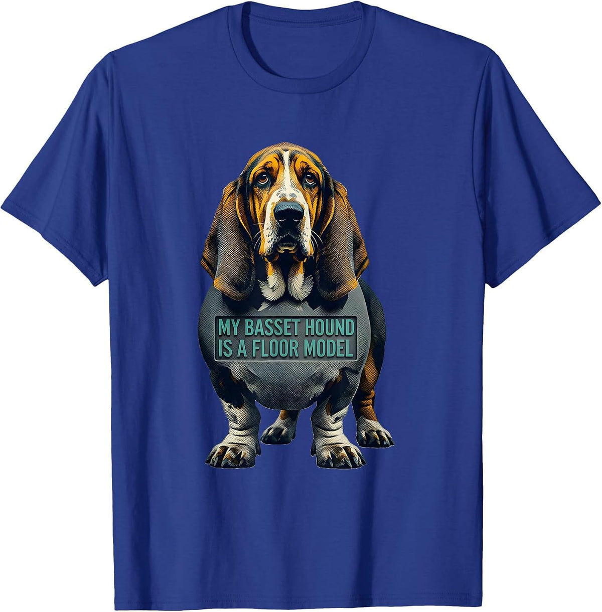 Men's My Basset Hound Is A Floor Model Funny Dog Lover Breed Humor T-Shirt - Royal Blue
