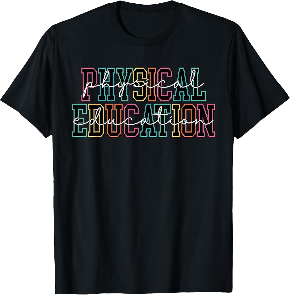 Physical Education Colorful Varsity Block T-Shirt - As Pictured