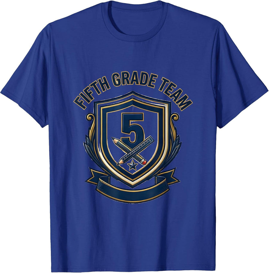 Fifth Grade Team Emblem Teacher Back To School Grade Level T-Shirt - Royal Blue