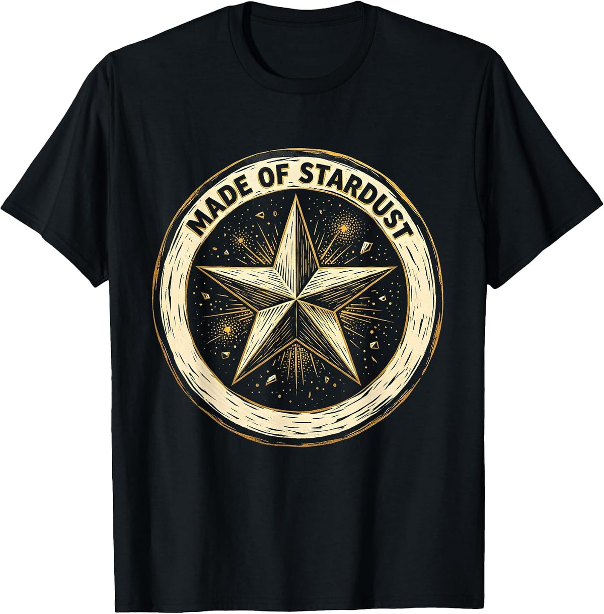 Men's Made of Stardust Cosmic Universe Design T-Shirt - Black