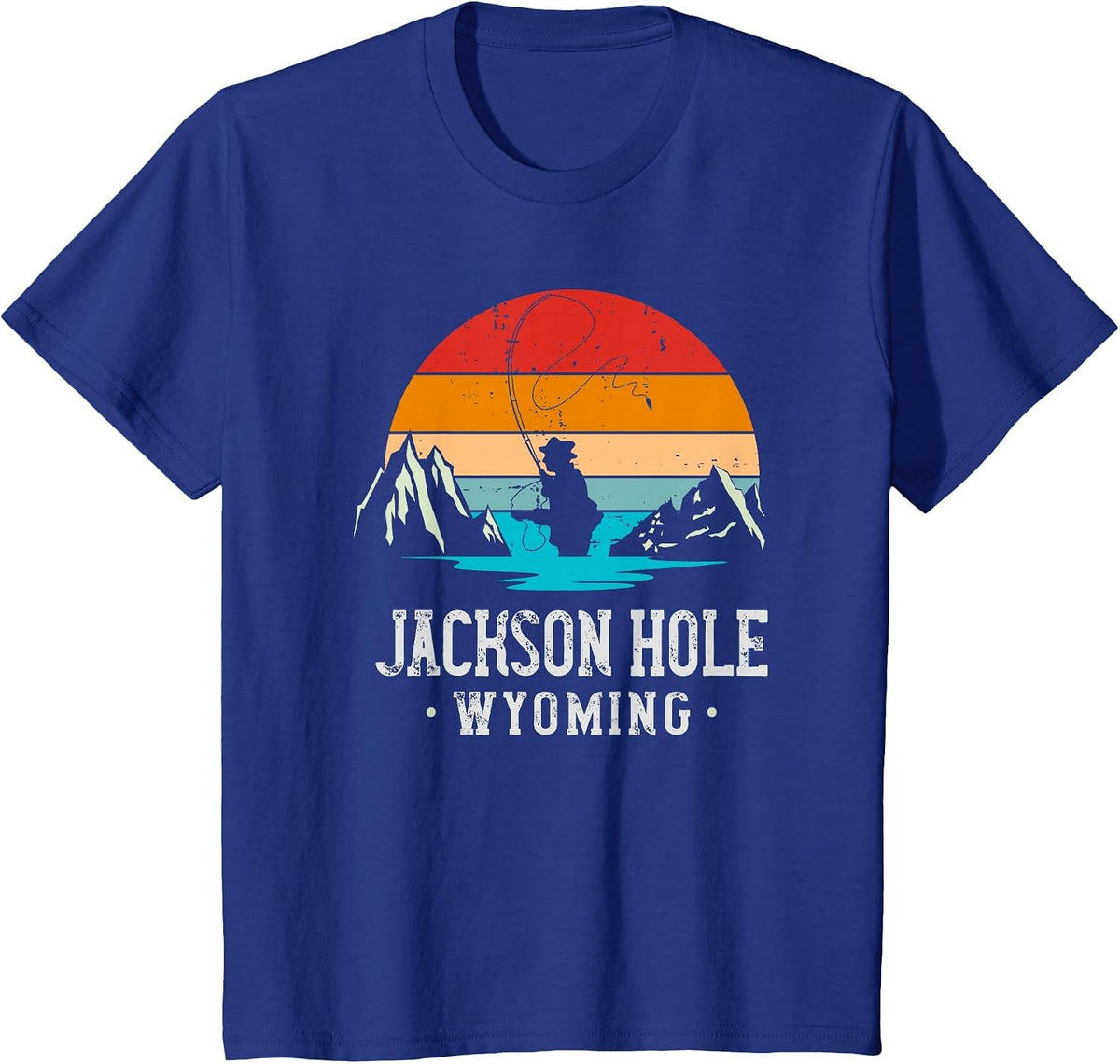 Fly Fishing Jackson Hole Wyoming T-Shirt - Royal Blue