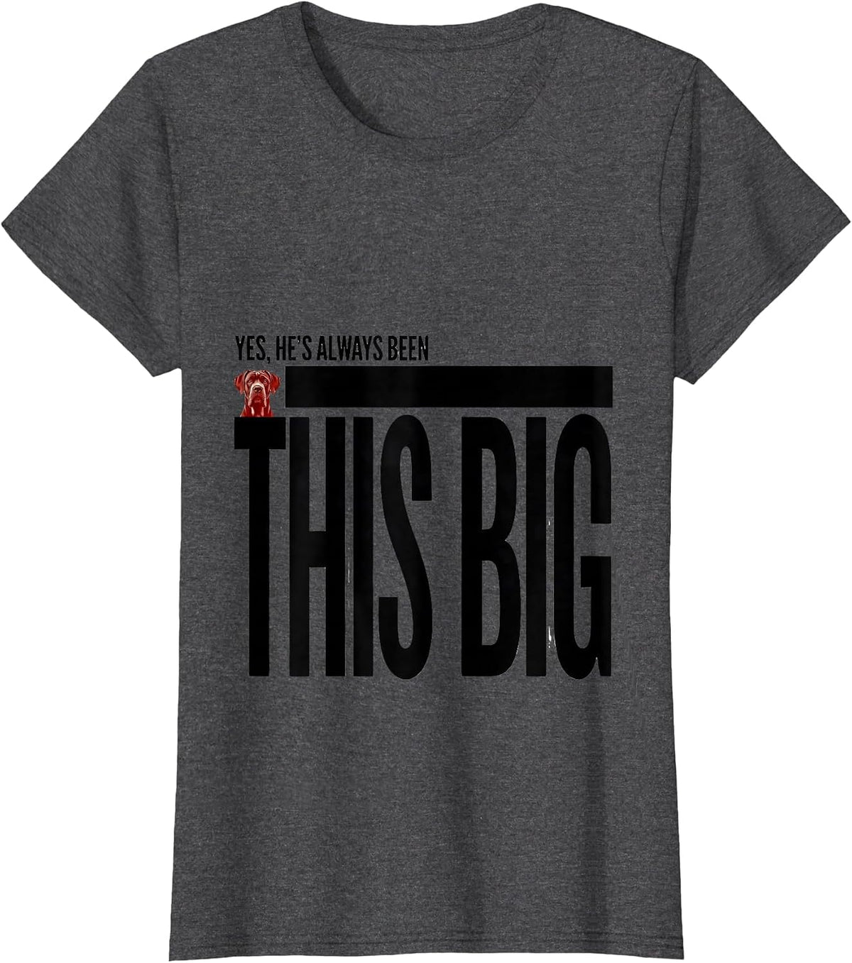 Women's Yes, He's Always Been This Big Funny Great Dane Dog Lover T-Shirt - Dark Heather Grey
