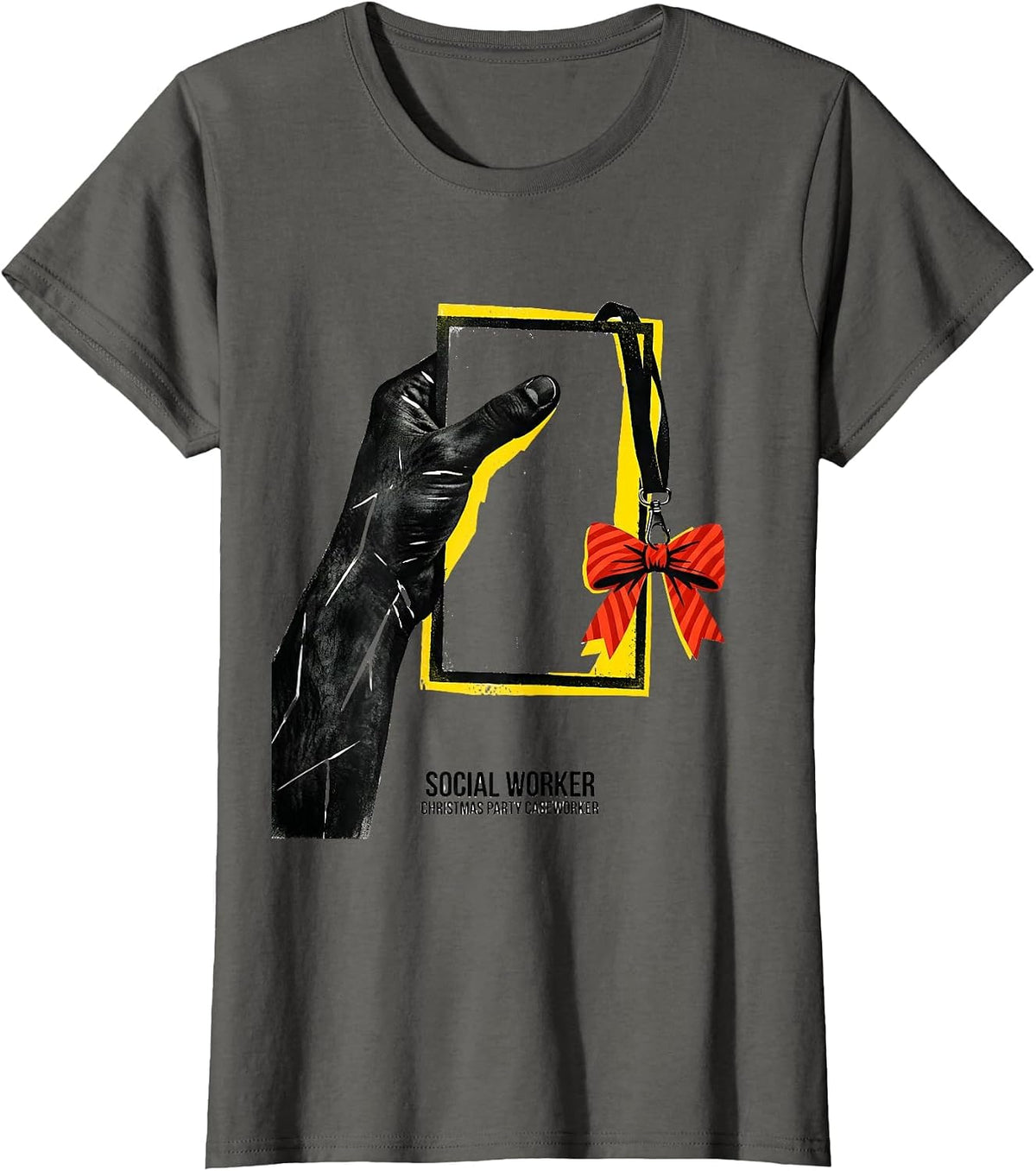 Women's Social Worker, Christmas Party Caseworker Funny T-Shirt - Asphalt Grey