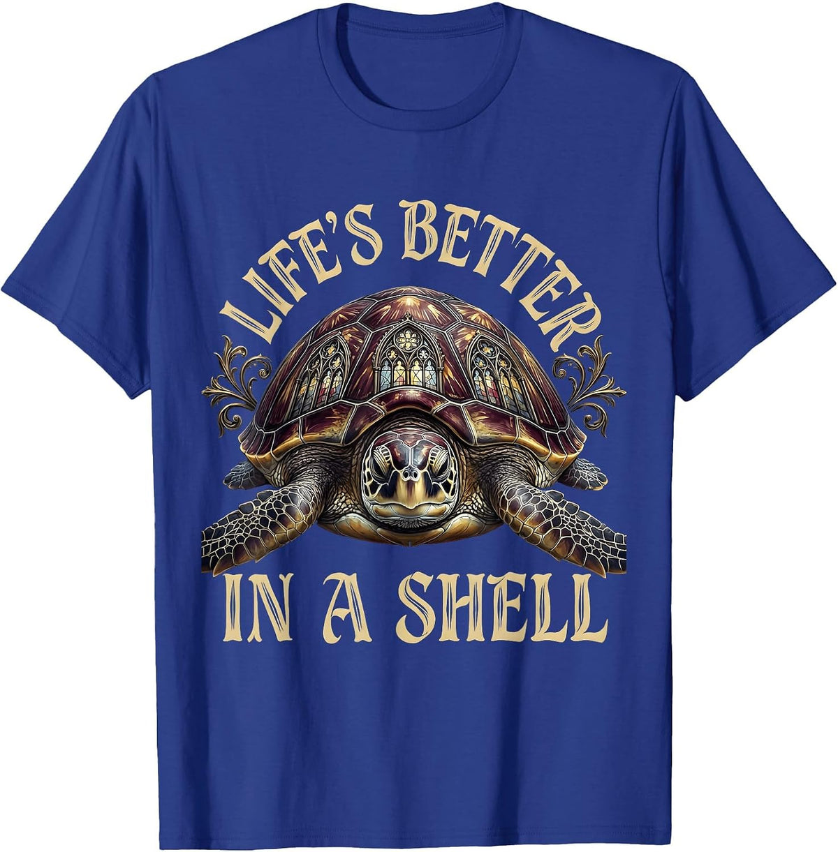 Life's Better In A Shell Turtle Lover Design T-Shirt - Royal Blue