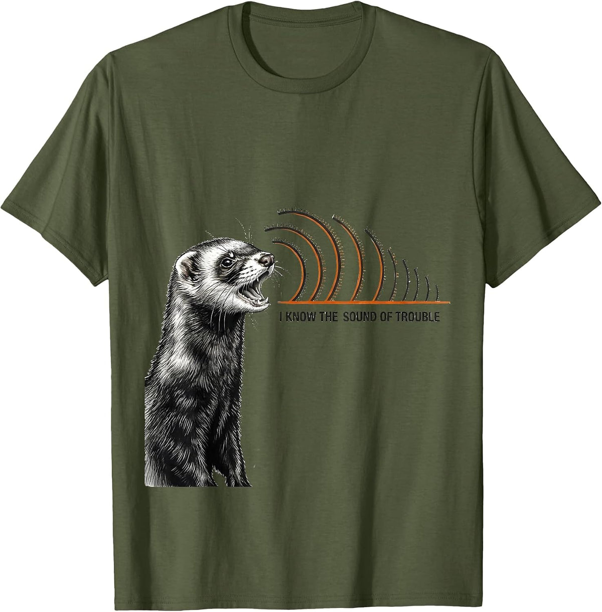 Men's I Know The Sound Of Trouble Funny Ferret Lover Christmas T-Shirt - Olive Green
