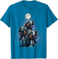 Three Basset Hounds Howling At Moon Cosmic Pet Lover Meme T-Shirt - Sapphire Blue