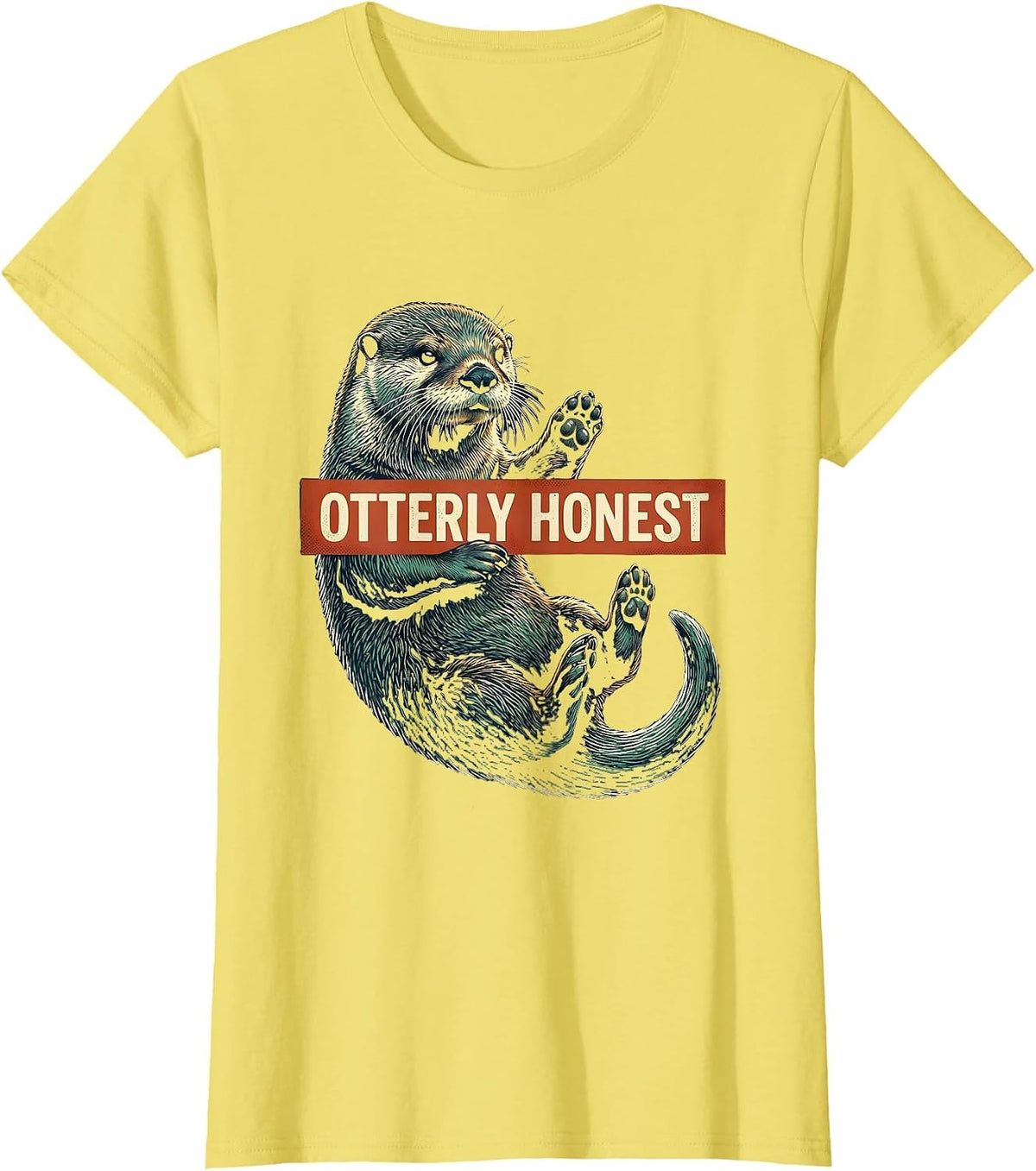 Otterly Honest Funny Otter Lover Humor Gift For Otter T-Shirt, Women, Lemon Yellow, Large - As Pictured