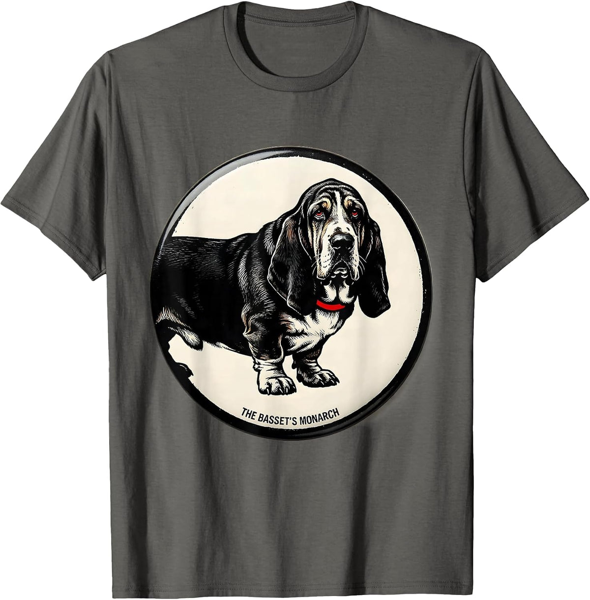 Men's The Basset's Monarch Funny Basset Hound Dog Owner Gift T-Shirt - Asphalt Grey