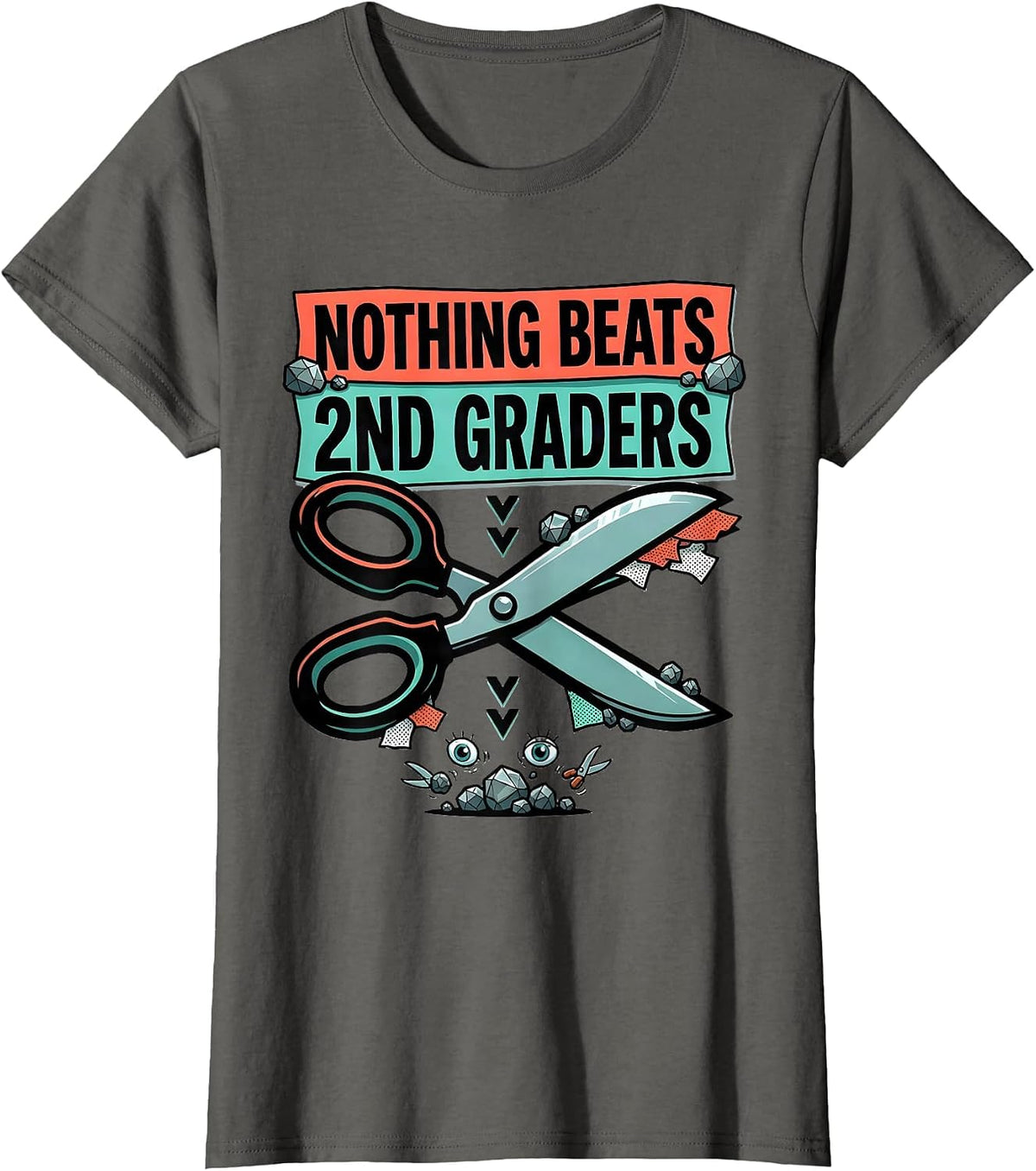 Women's Nothing Beats 2nd Graders Funny Back To School Kids Teachers T-Shirt - Asphalt Grey