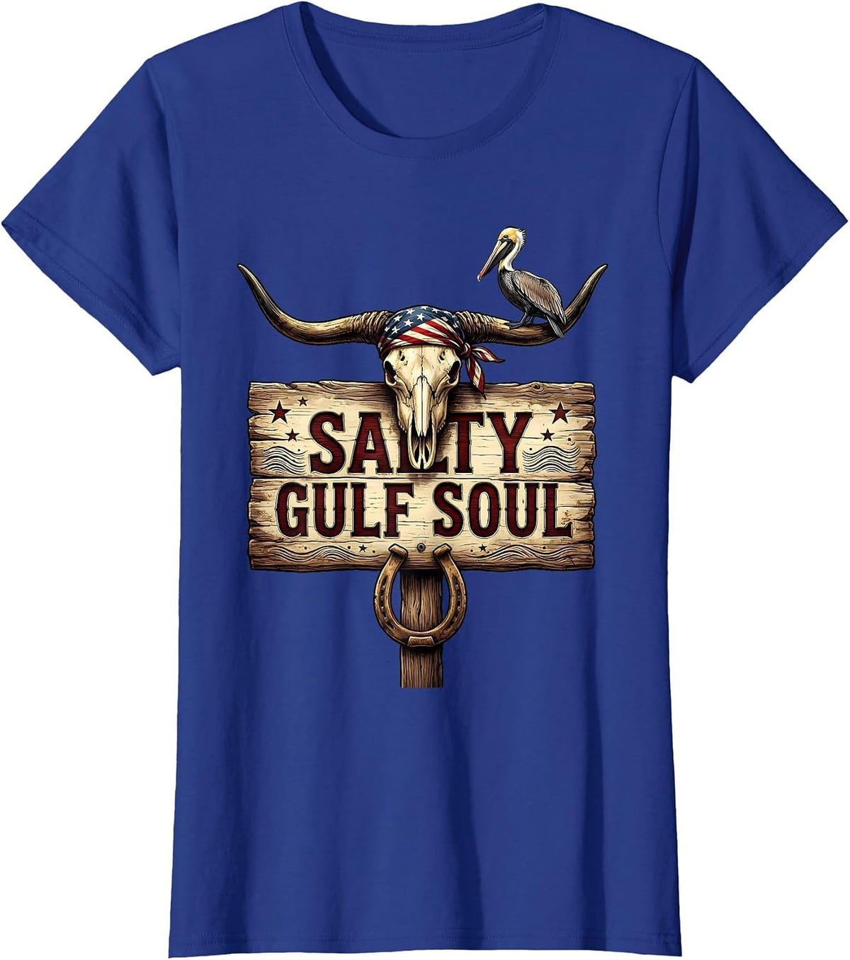 Women's Salty Gulf Soul Gulf of Mexico Design T-Shirt - Royal Blue