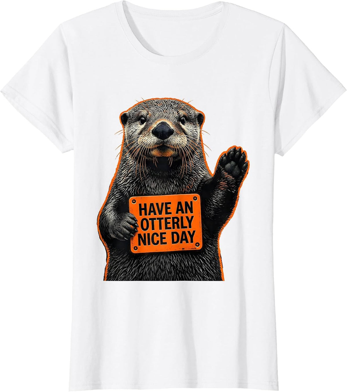 Have An Otterly Nice Day Cute Otter Lover Humor Stencil T-Shirt - White