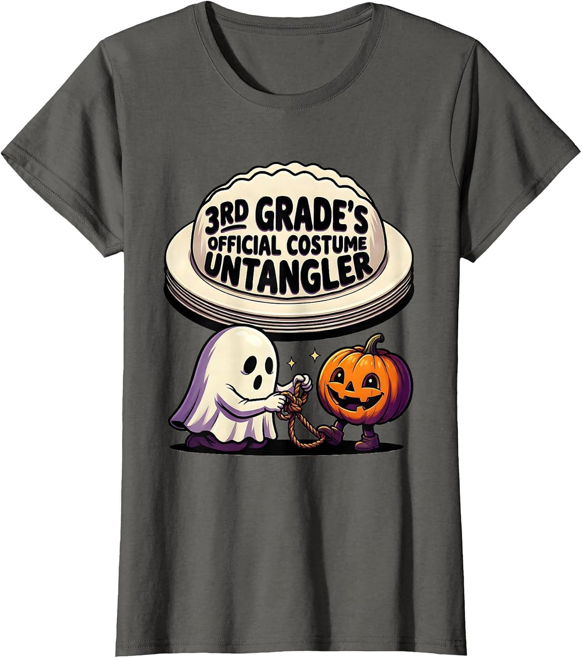 Women's 3rd Grade's Official Costume Untangler Spooky Third Grade T-Shirt - Asphalt Grey