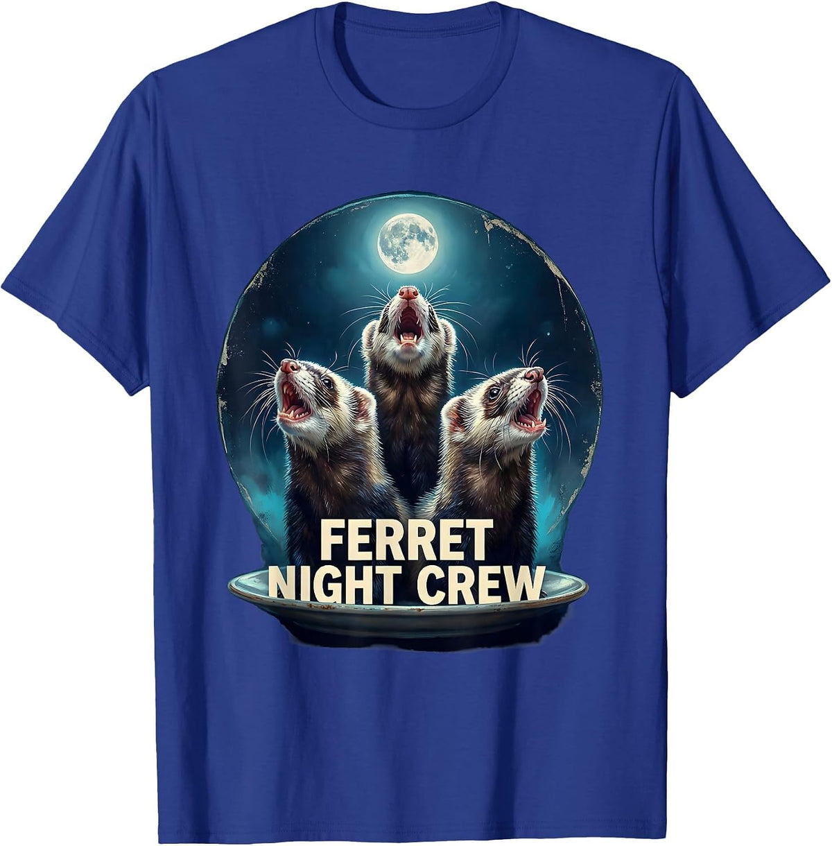Ferret Night Crew Vintage Funny Ferret Lover Meme Humor T-Shirt - Royal Blue