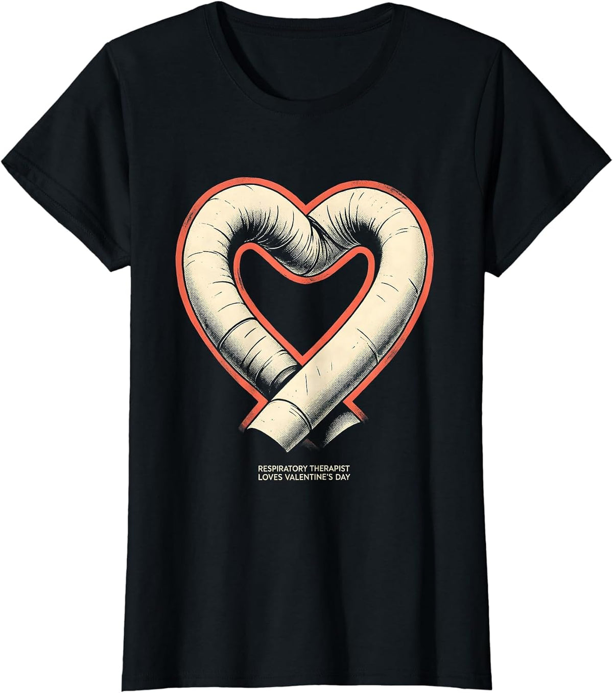 Women's Respiratory Therapist Loves Valentine's Day Heart T-Shirt - Black