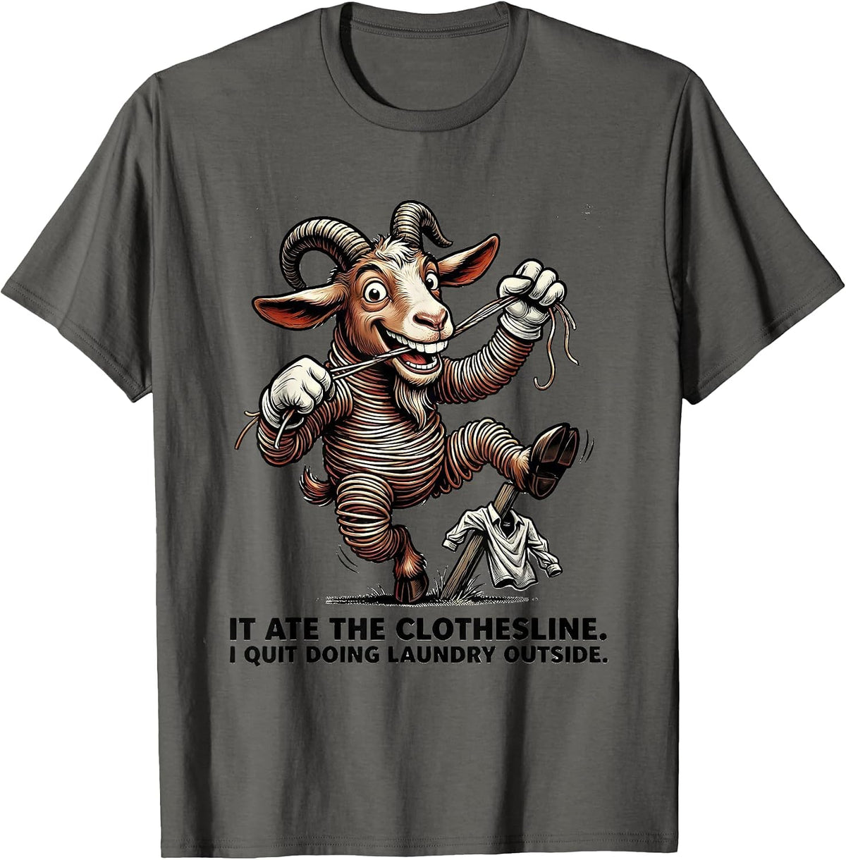 It Ate The Clothesline. I Quit Doing Laundry Outside. T-Shirt - Asphalt Grey