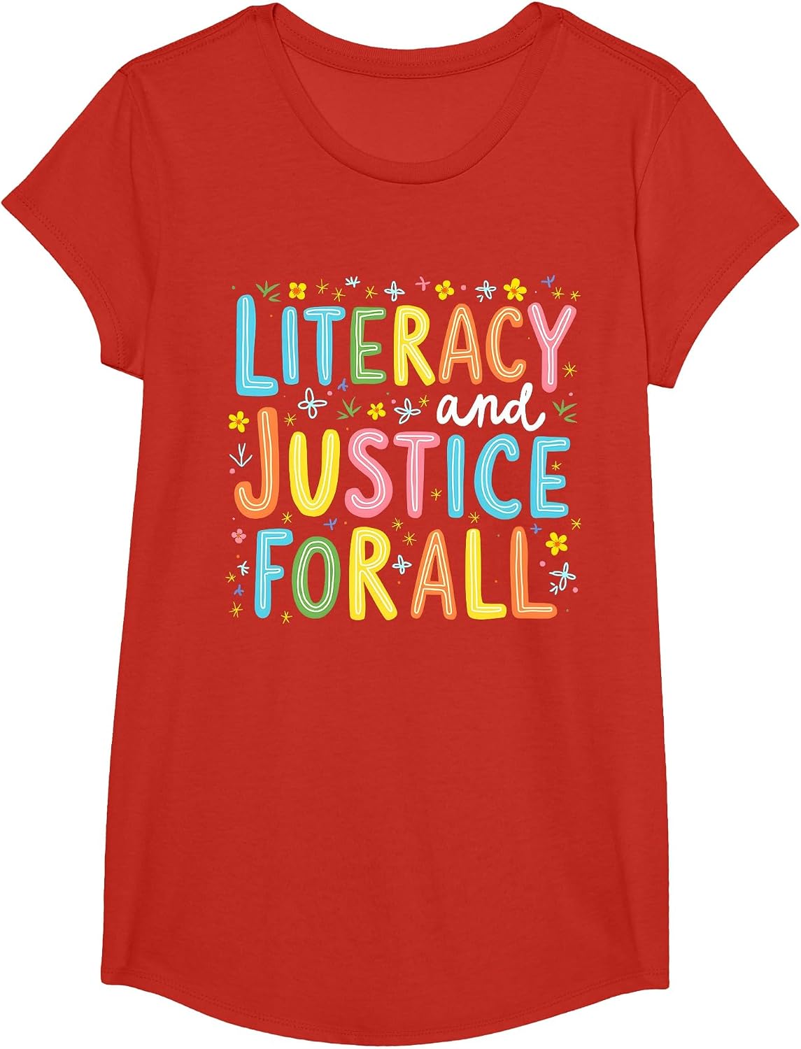 Literacy and Justice for All Protect Banned Books Library T-Shirt - Girls Red