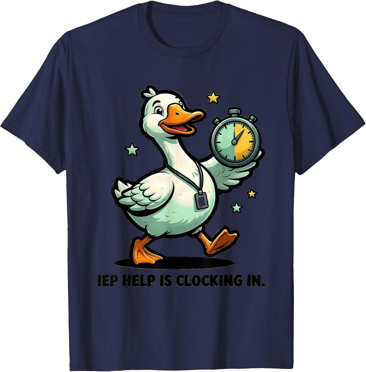 Men's IEP Help Is Clocking In Funny Special Education Teacher SPED T-Shirt - Navy Blue