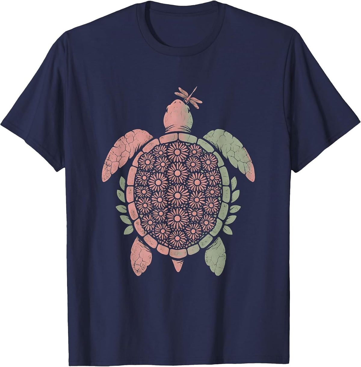 Turtle Carrying Home Through the Open Ocean T-Shirt - Navy Blue