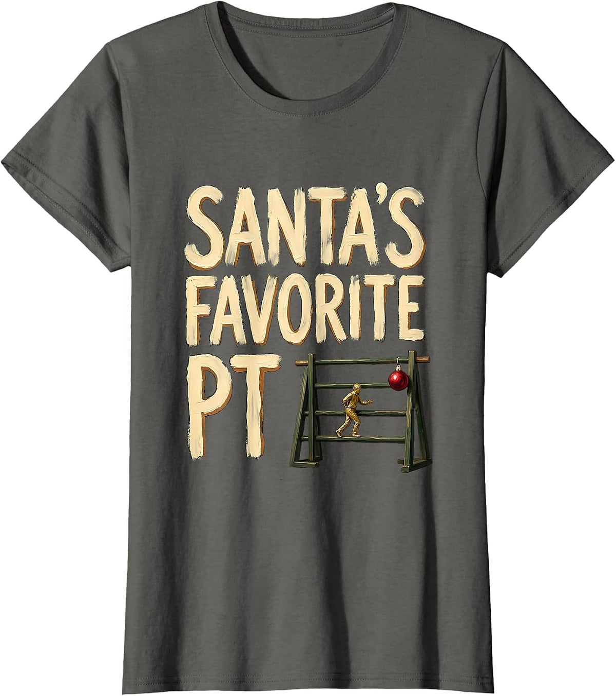 Women's Santa's Favorite PT Funny Physical Therapy Christmas Humor T-Shirt - Asphalt Grey
