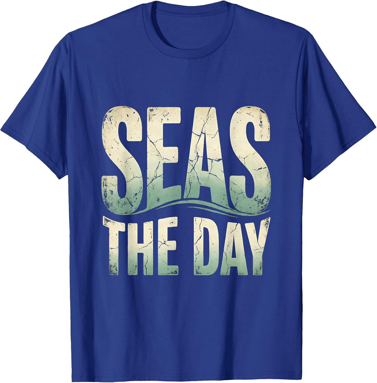 Men's Seas the Day Salty Ocean Lover Design T-Shirt - Royal Blue