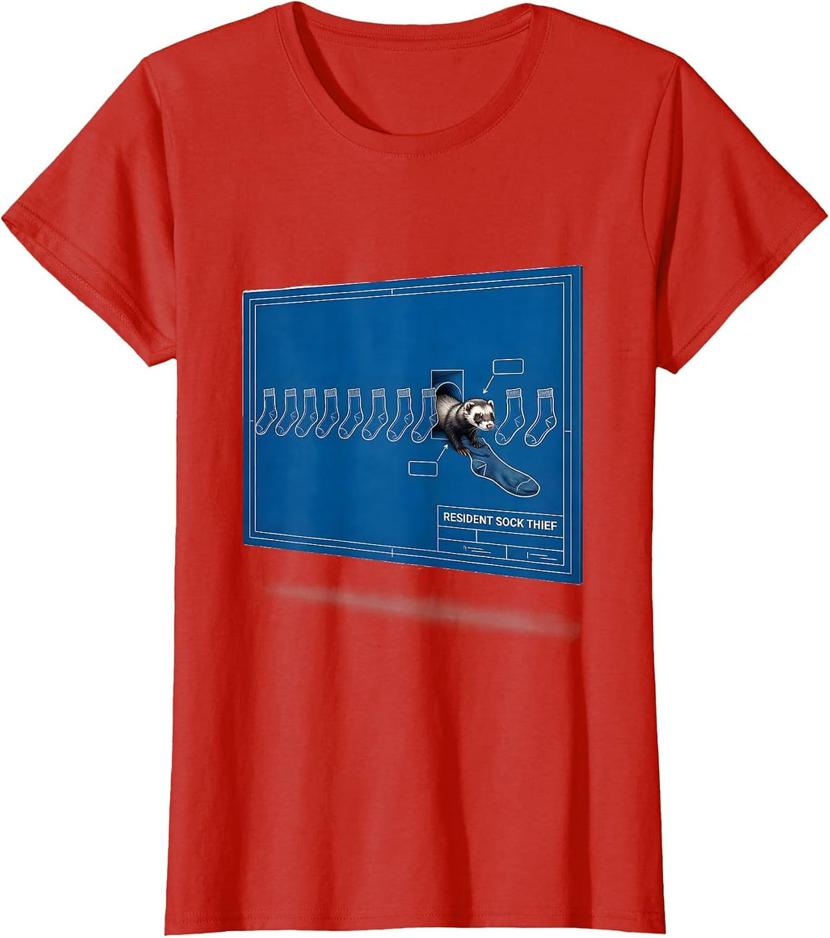 Women's Resident Sock Thief Funny Ferret Lover Gift T-Shirt - Red
