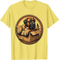 Men's Funny Great Dane Squeezing Into Tiny Box T-Shirt - Lemon Yellow