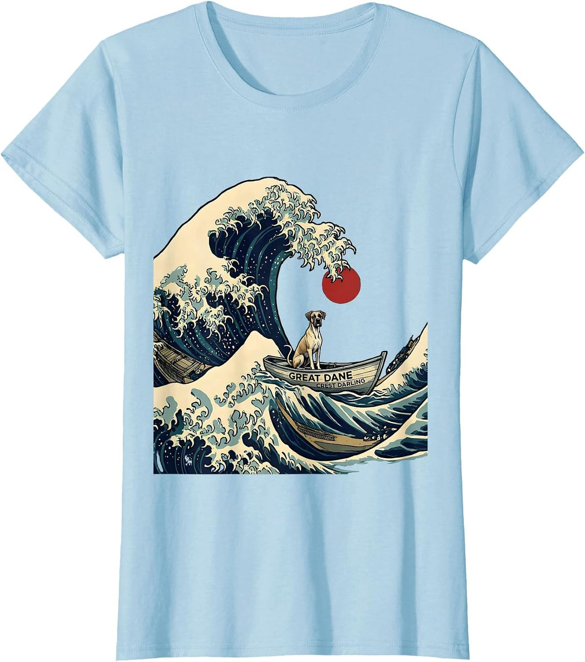 Women's Great Dane Crest Darling Cartoon Funny Dog Lover Animal T-Shirt - Baby Blue