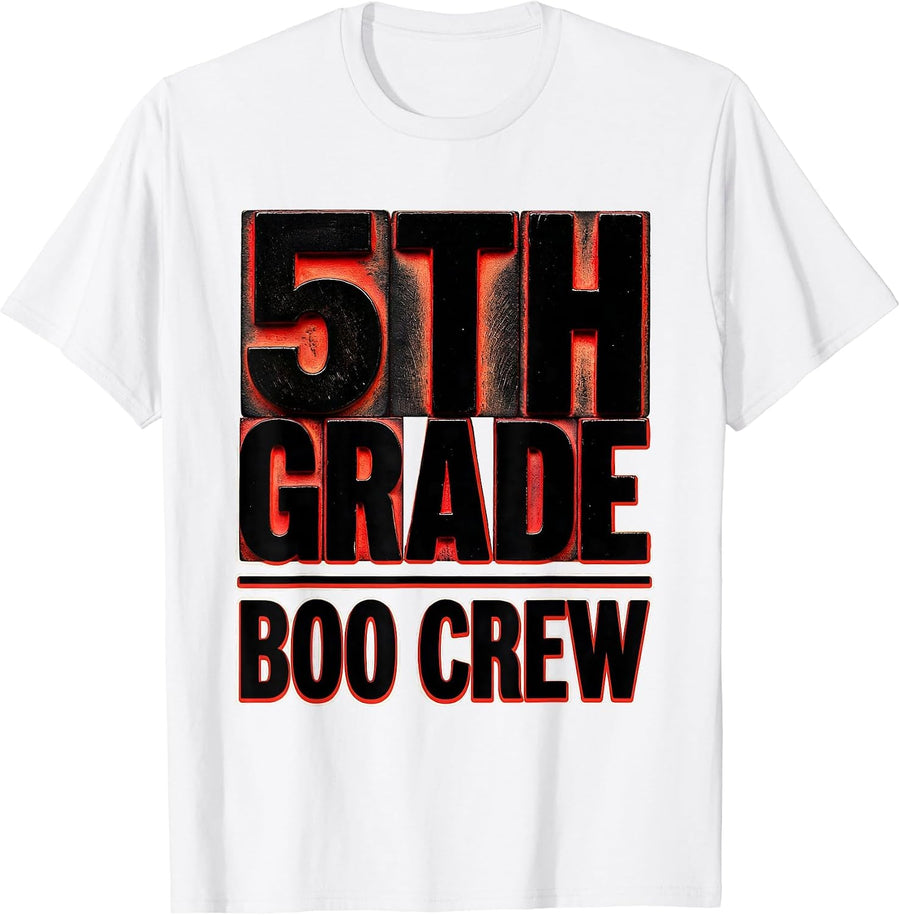 Men's 5th Grade Boo Crew Playful Halloween School Teacher Costume T-Shirt - White