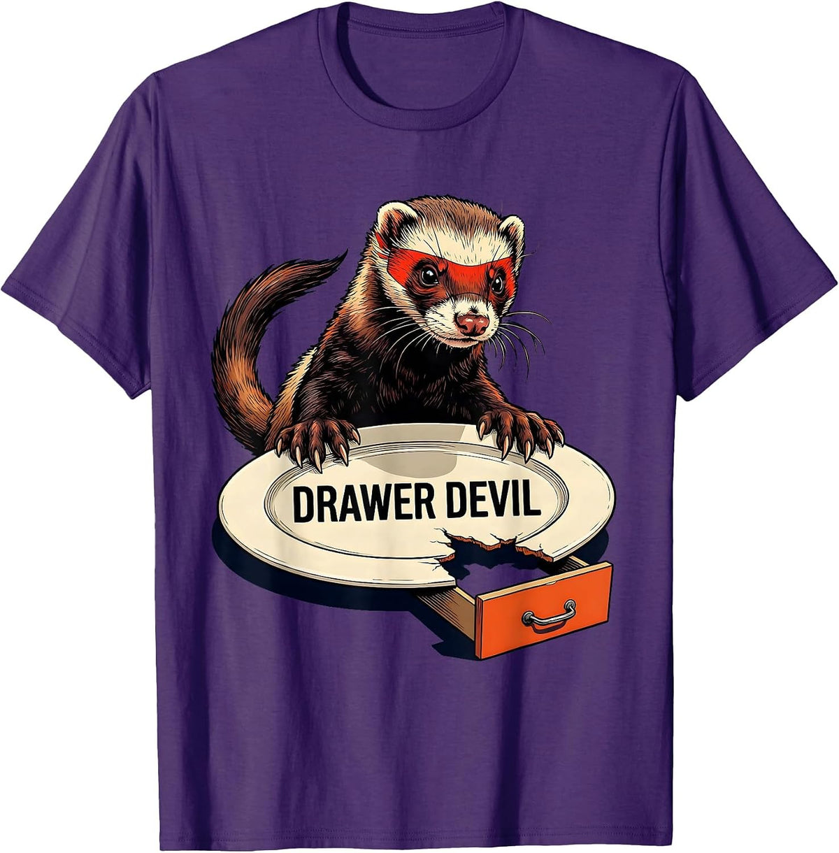 Men's Drawer Devil Funny Ferret Lover Gift T-Shirt - Purple
