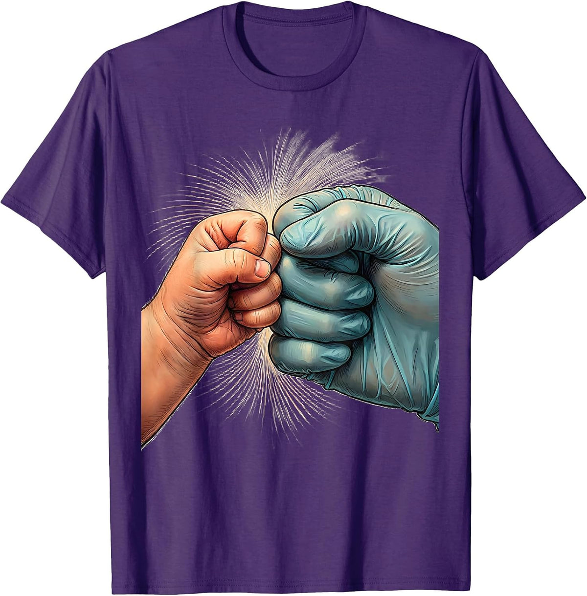 NICU Nurse Fist Bump Graphic Design T-Shirt - Purple