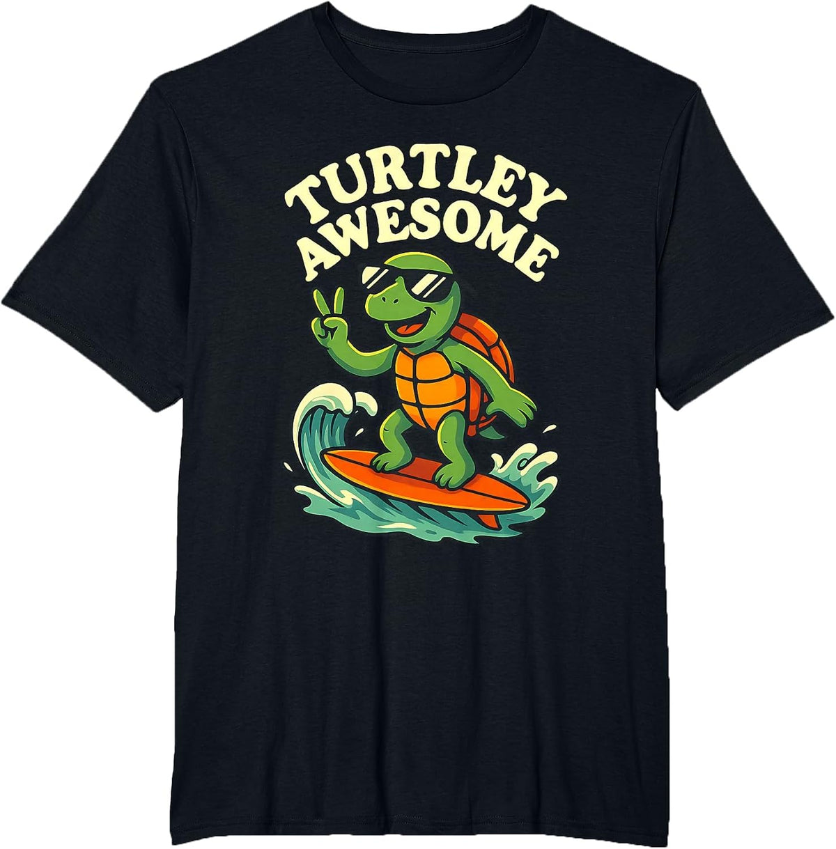 Turtley Awesome - Surfing Turtle T-Shirt - Black