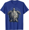 Slow Crawl True Vintage Sea Turtle Lover Artwork T-Shirt - Royal Blue