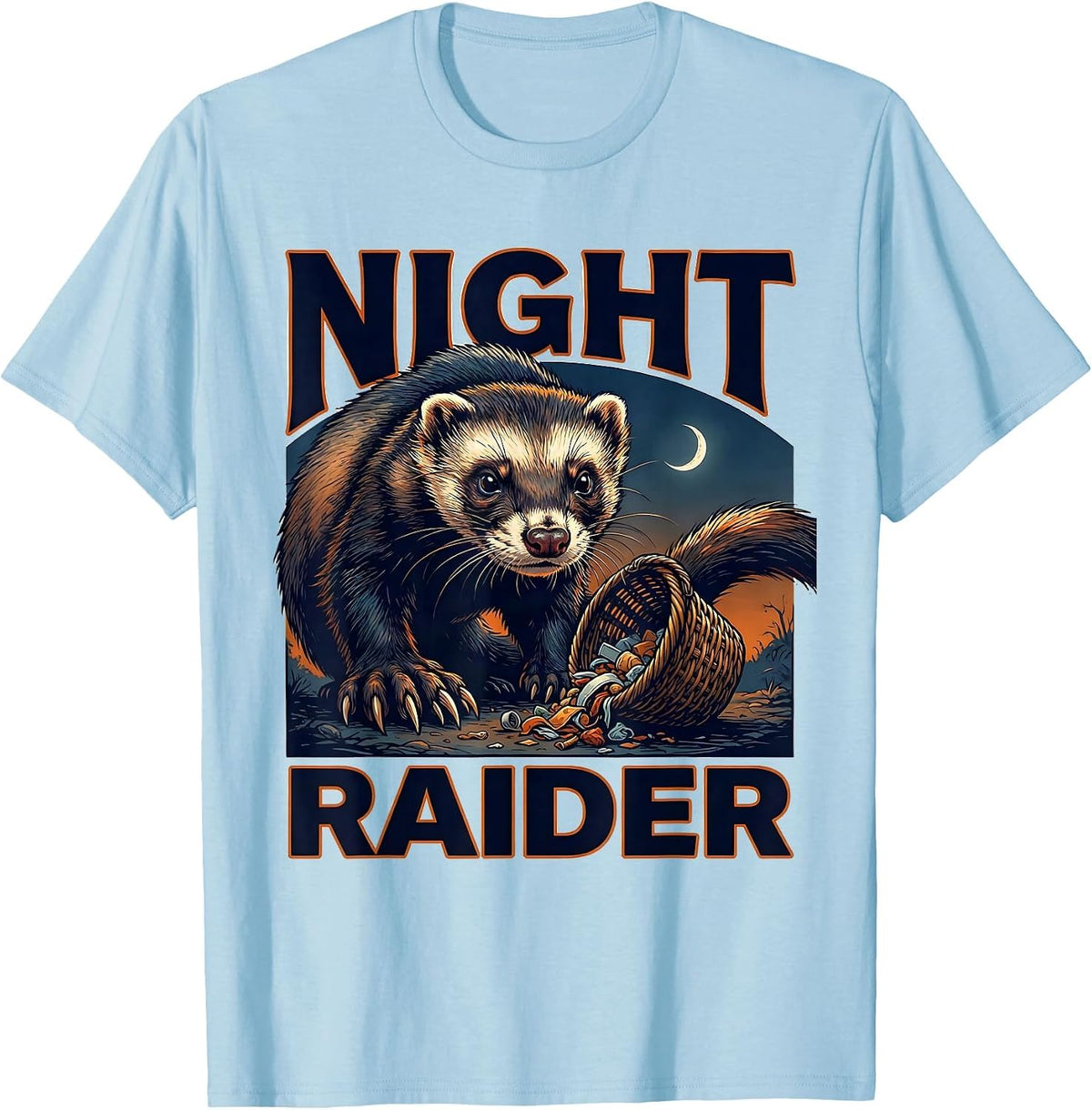 Men's Night Raider Funny Ferret Lover Gift T-Shirt - Baby Blue