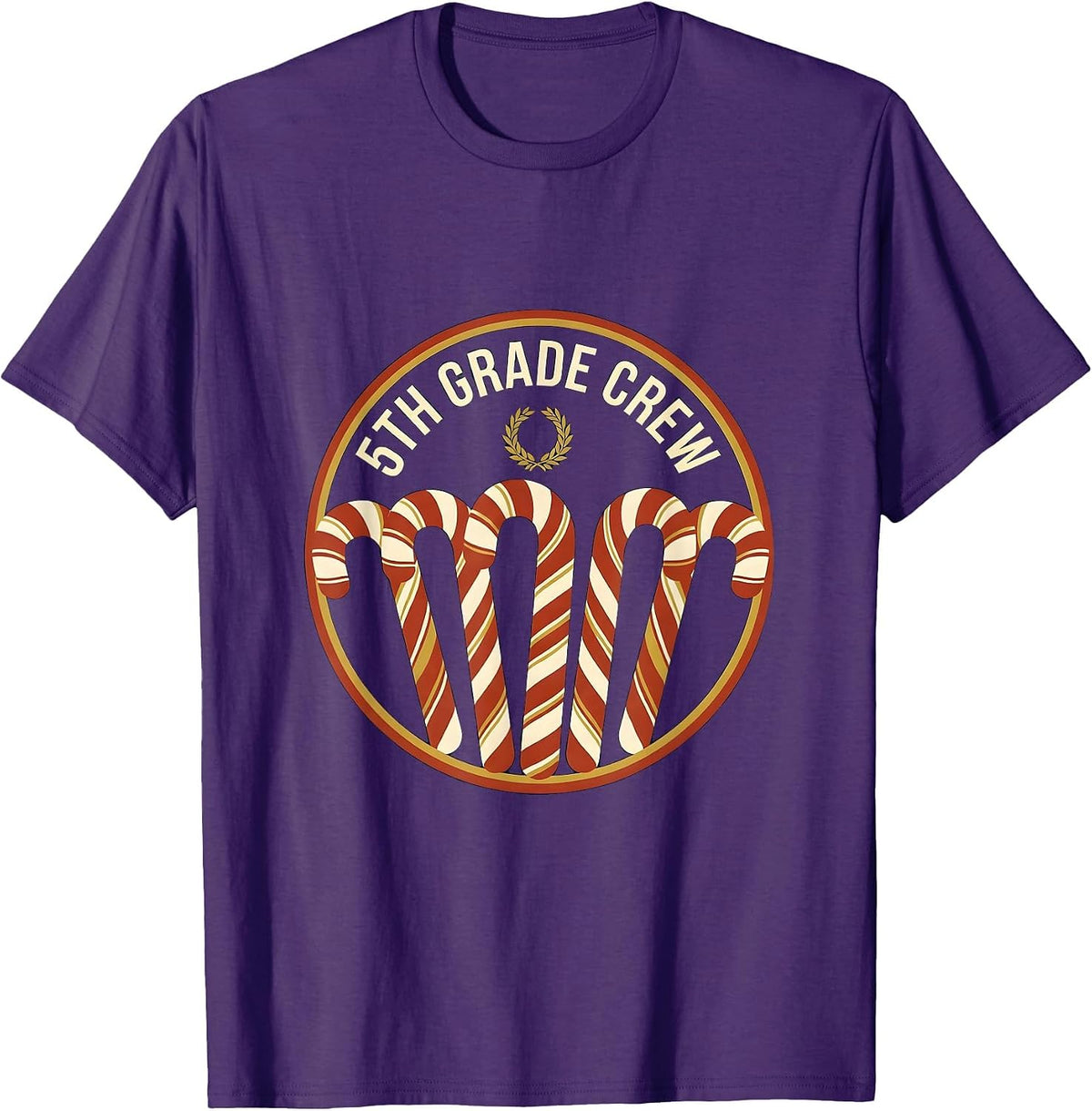 Men's 5th Grade Crew Retro Teacher Christmas Classroom Humor T-Shirt - Purple