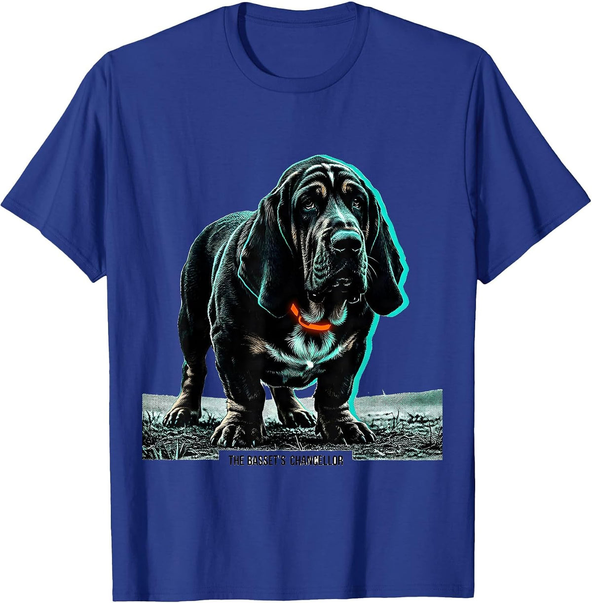 The Basset's Chancellor Risograph Basset Hound Owner Funny T-Shirt - Royal Blue