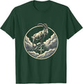 Men's Mountain Goat Storm Peak Graphic Design T-Shirt - Dark Green