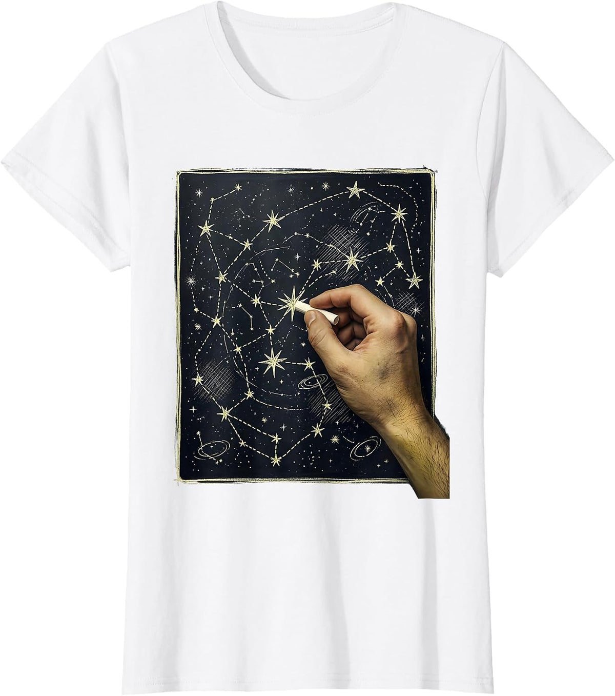 Teacher Constellation Map Blackboard Drawing T-Shirt - White