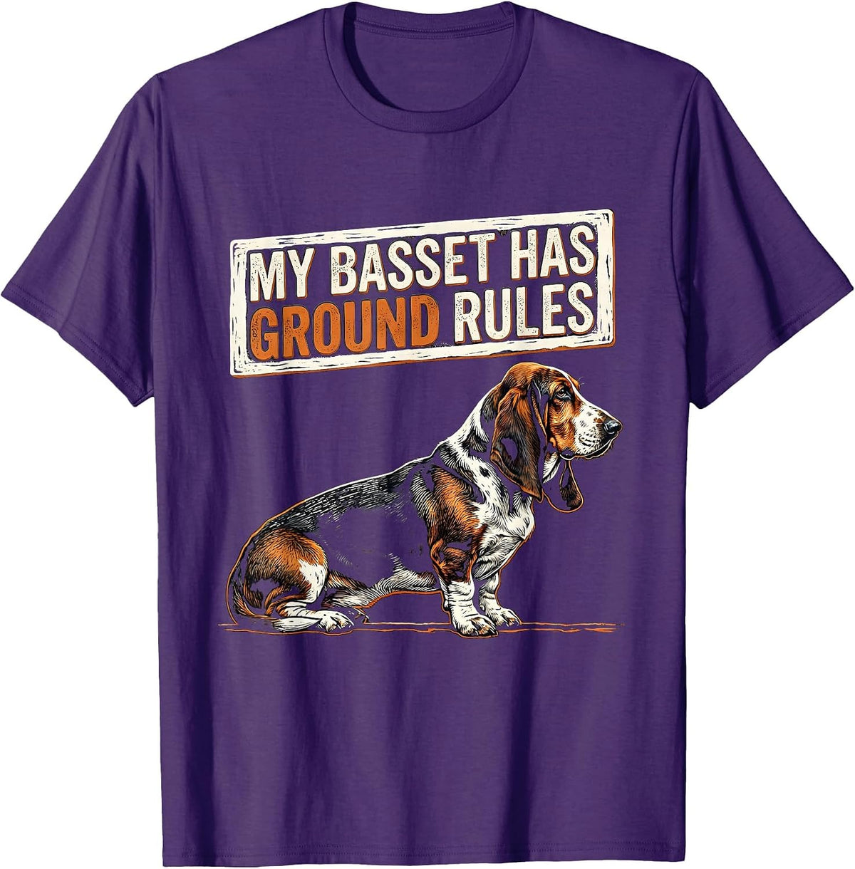 My Basset Has Ground Rules Funny Basset Hound Dog Lover Gift T-Shirt - Purple