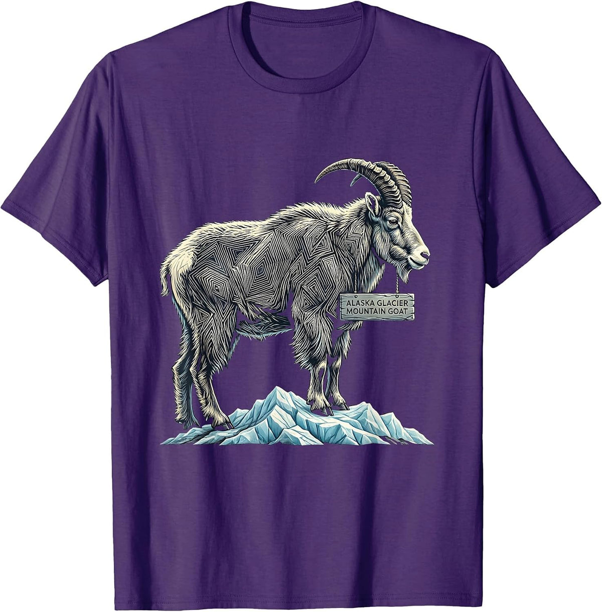 Alaska Glacier Mountain Goat Vintage State Pride Wildlife T-Shirt - Purple