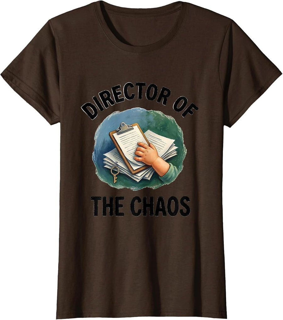 Women's Director Of The Chaos Storybook Daycare Provider Teacher T-Shirt - Brown