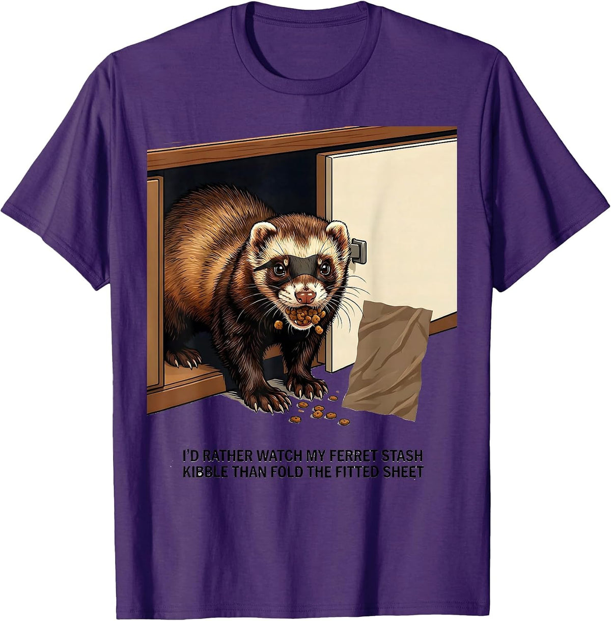 I'd Rather Watch My Ferret Stash Kibble Funny Ferret Lover T-Shirt - Purple