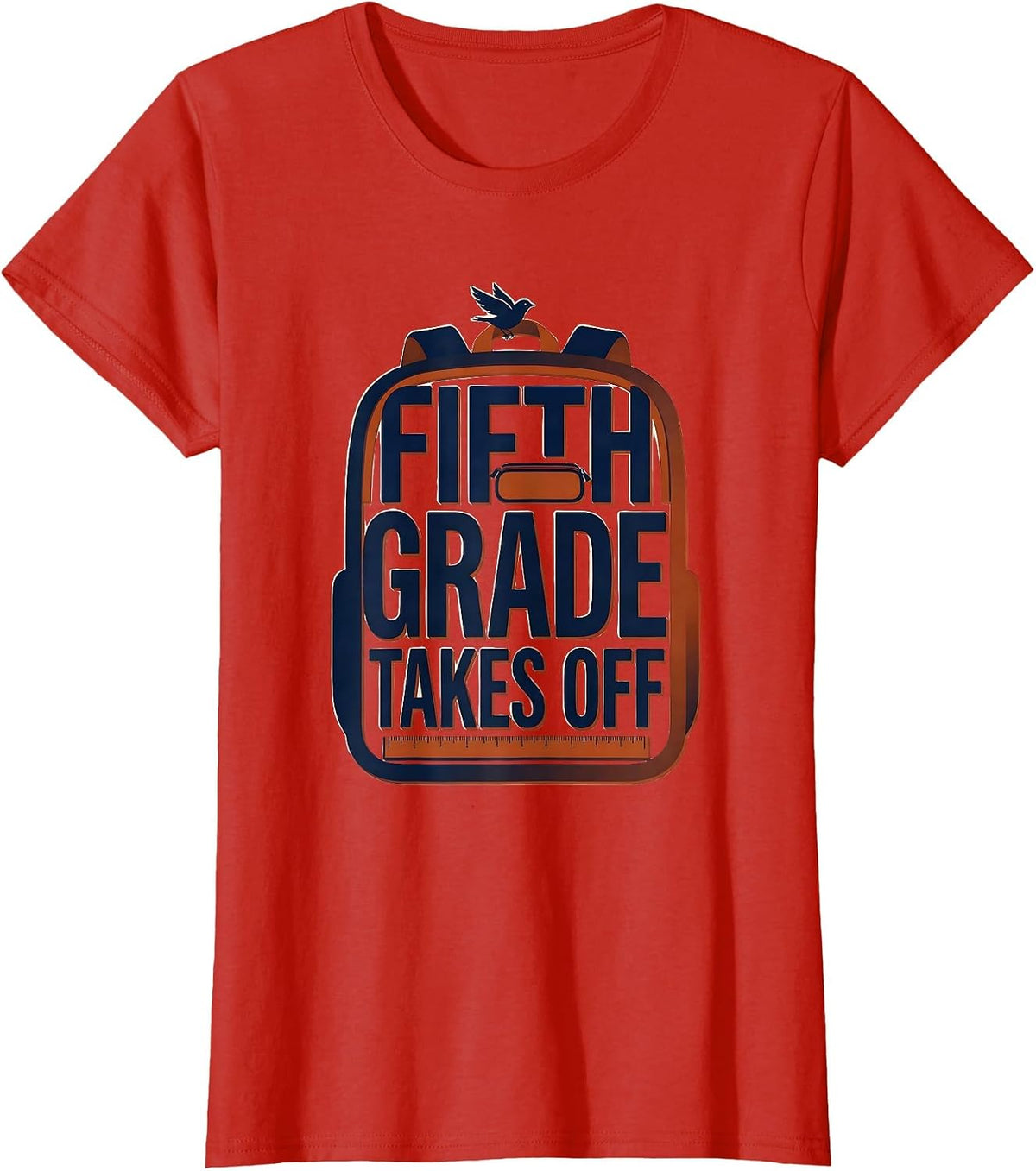 Women's Fifth Grade Takes Off Playful School Pride Teacher Back to T-Shirt - Red