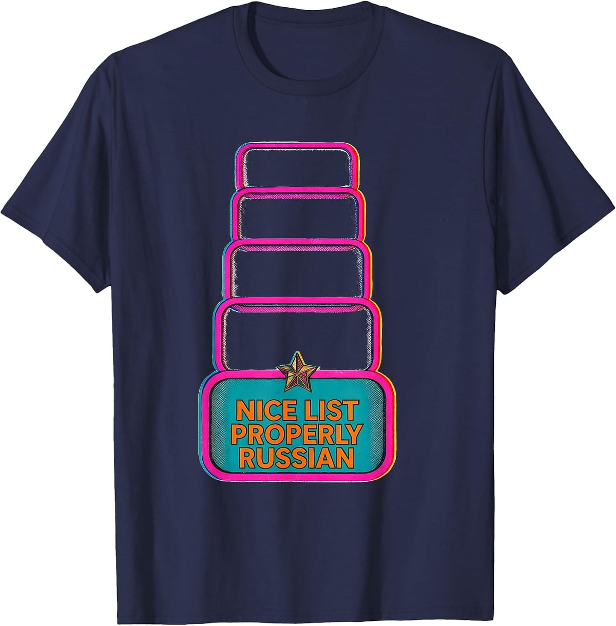 Nice List Properly Russian Funny Russian Heritage Holiday T-Shirt - Navy Blue