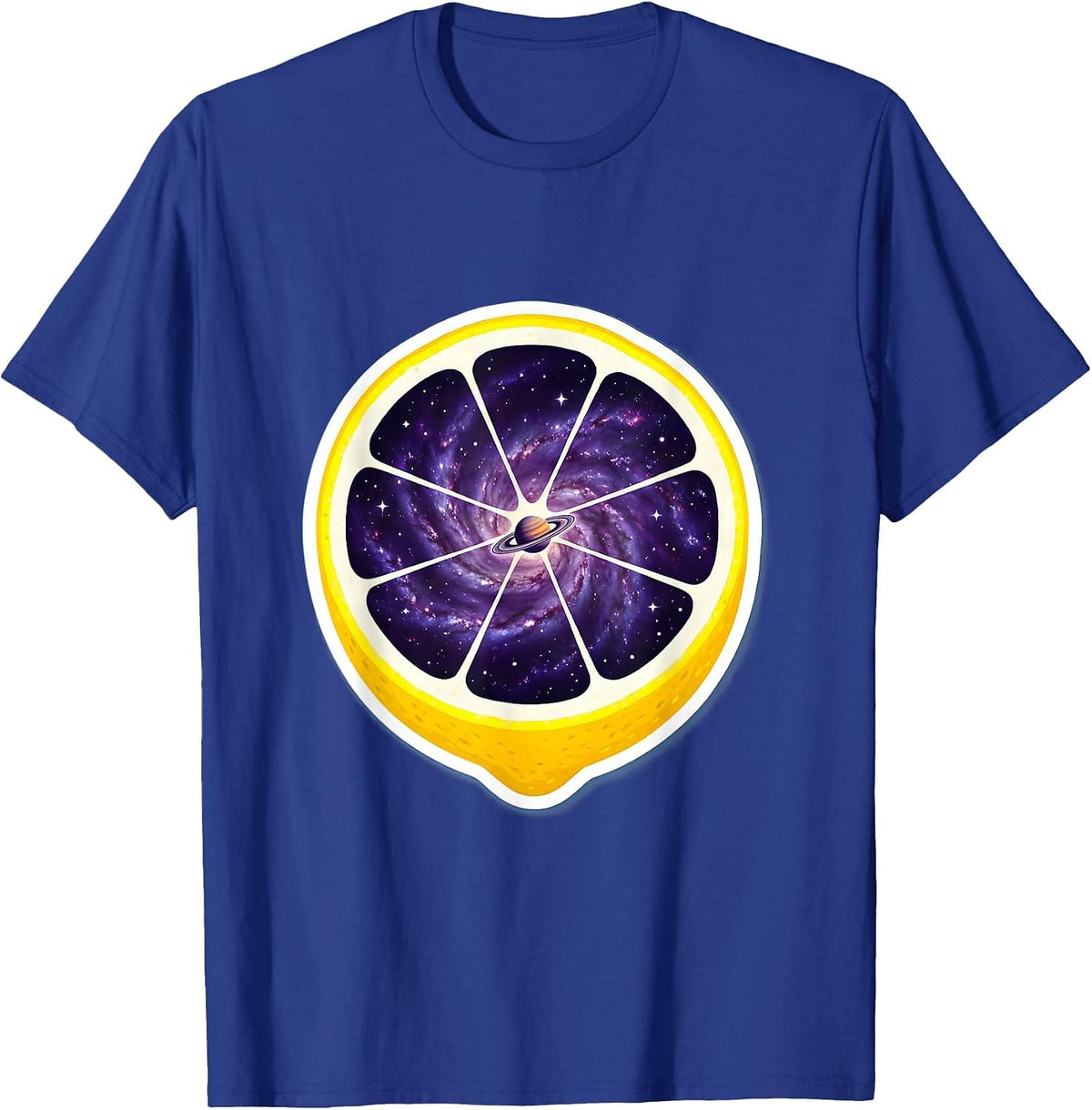 Men's Cosmic Lemon Galaxy Universe Fruit Art T-Shirt - Royal Blue