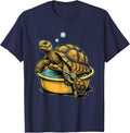 Cheerful Tortoise Oversized Basin Funny Turtle Lover Gift T-Shirt - Navy Blue